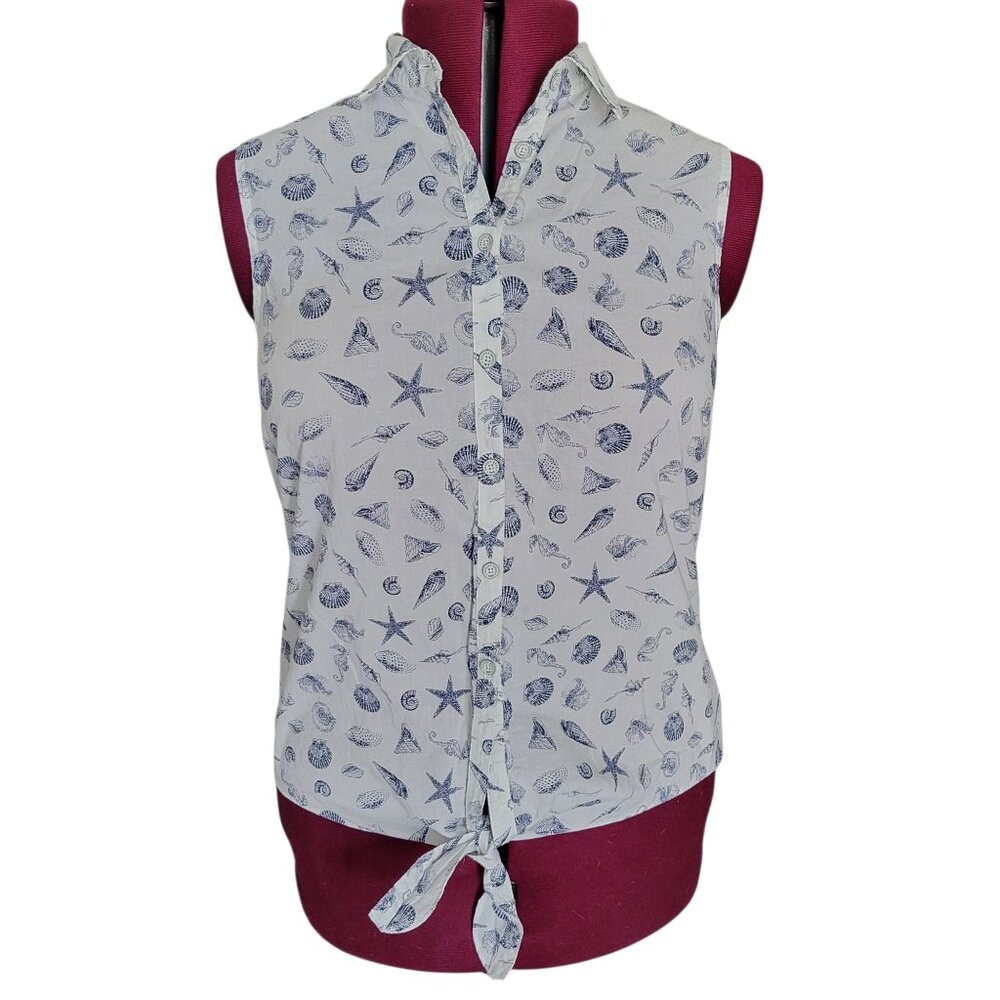 Brooks Brothers Red Fleece Womens Sleeveless Shell Print Blouse (Size 12)